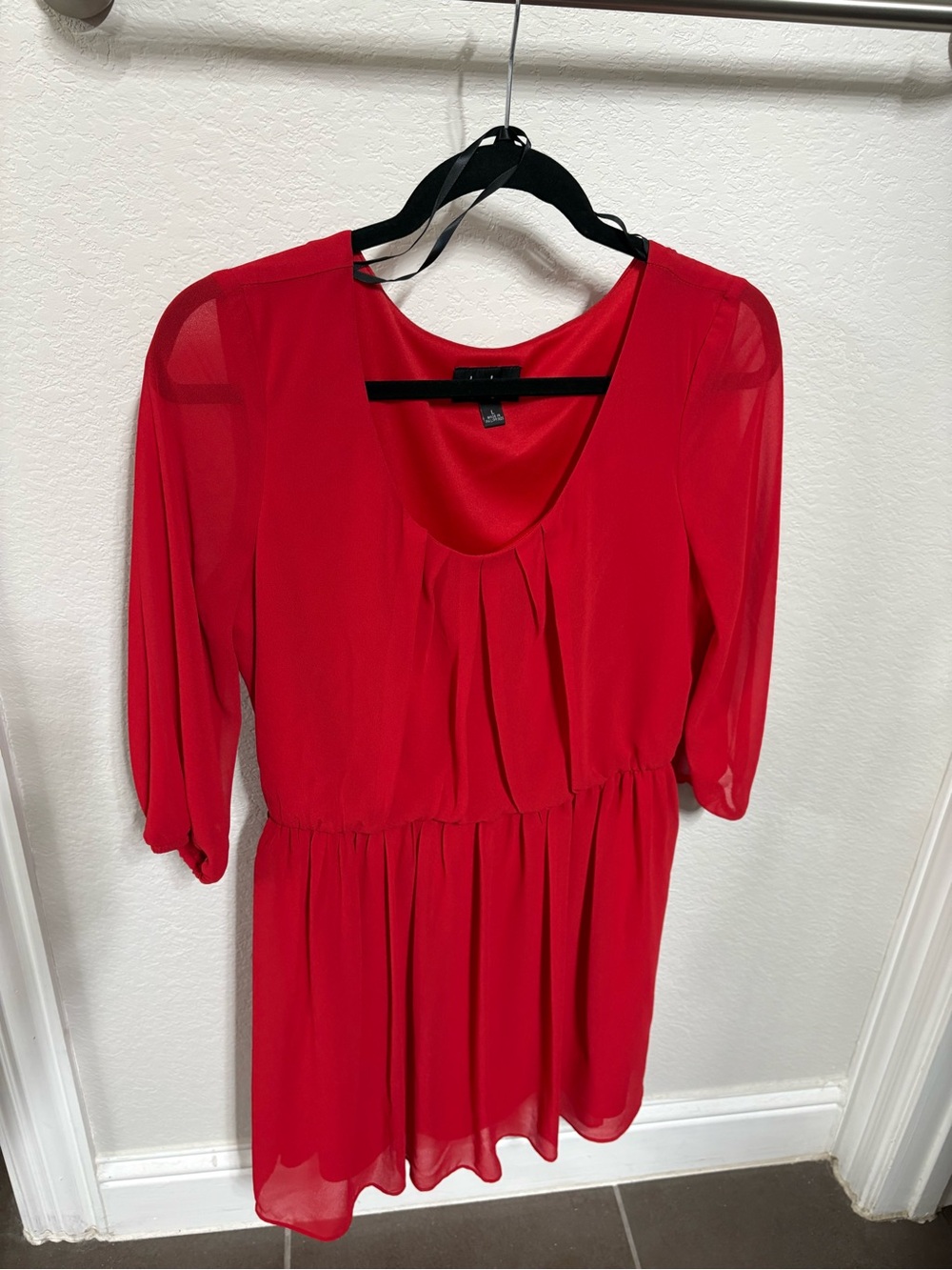 by & by Red Sheer Scoop-Neck Chiffon Tunic Dress